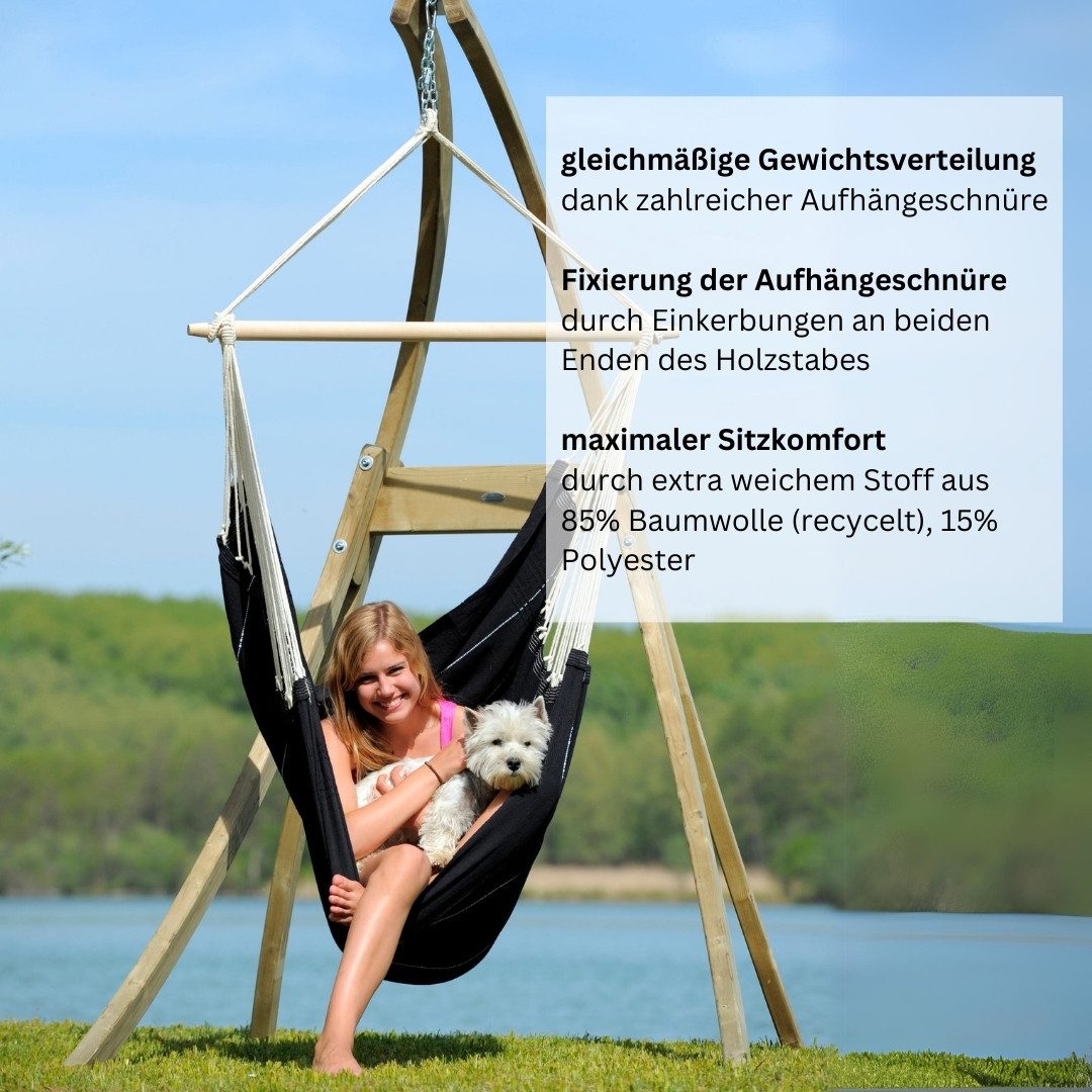 Amazonas Hängesessel Brasil KingSize Hängestuhl (Belastbarkeit 150 kg, Handgefertigt, aus recycelten Materialien), Große Sitzfläche
