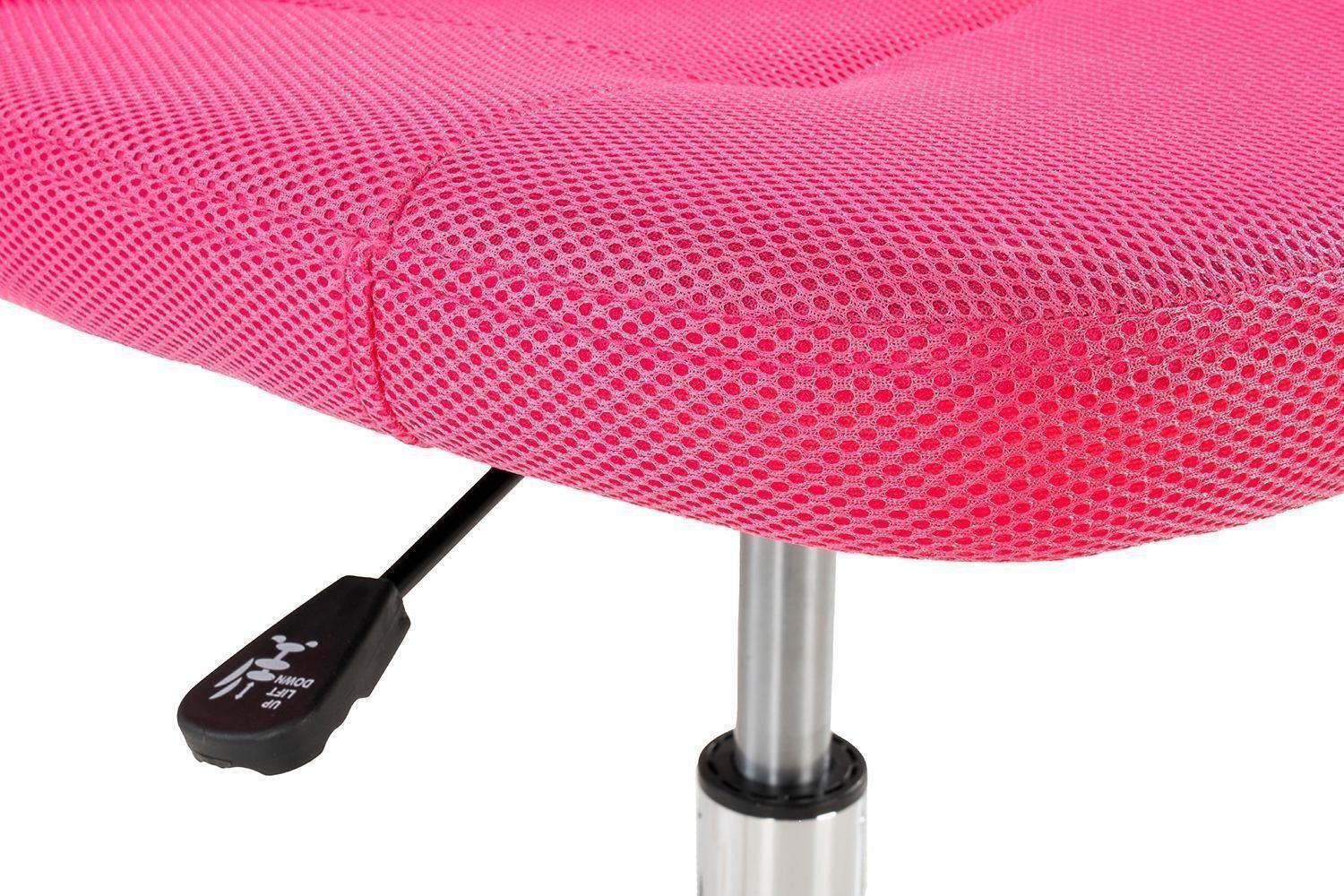 Home4You Drehstuhl für Kinder, Pink, Meshbezug, Chromgestell, Drehfunktion, Höhenverstellbar