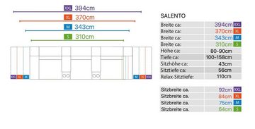 Sofanella Sofa Stoff 3-Sitzer Kinosofa SALENTO in Dunkelgrau XL: 370 x 100 cm