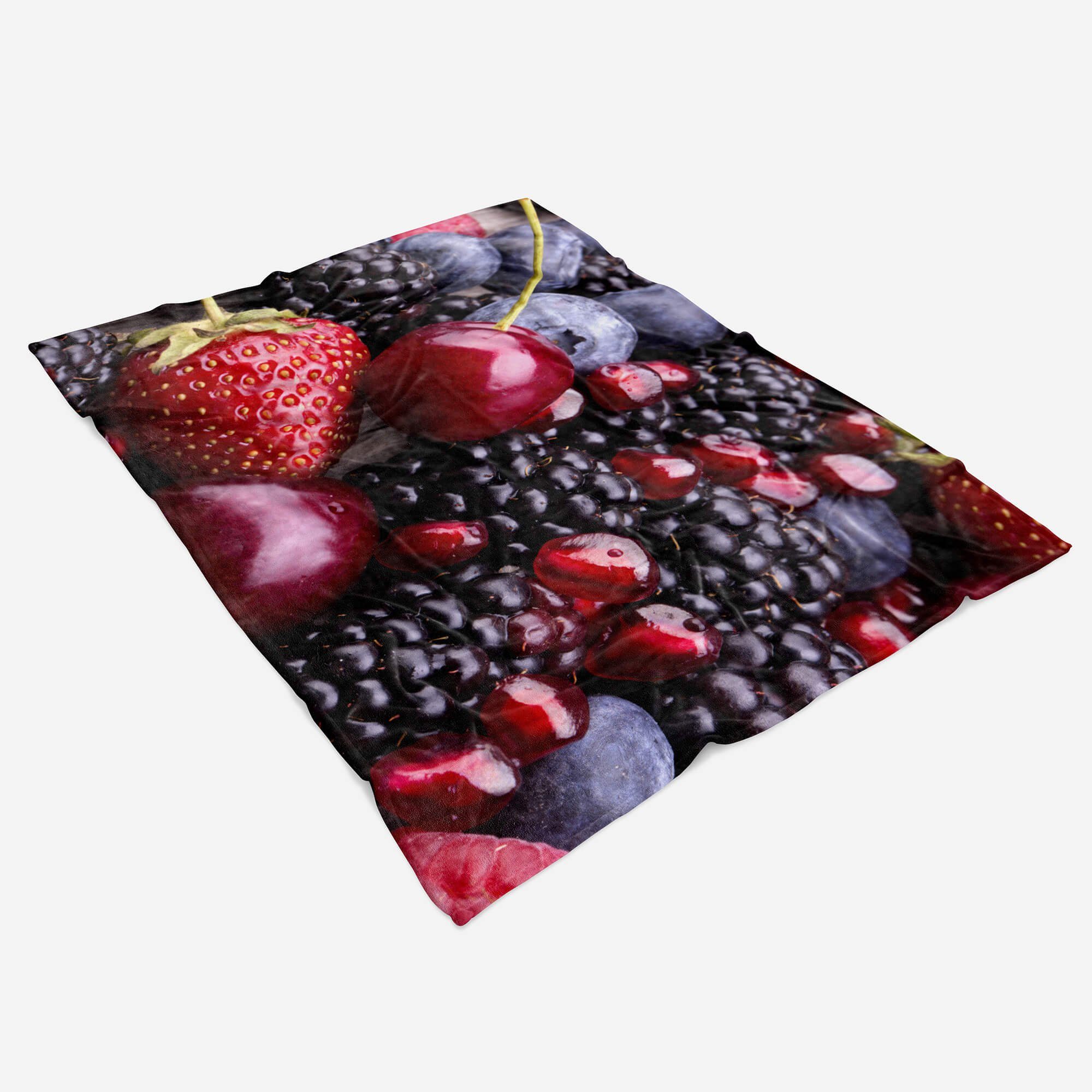 Handtuch E, Fotomotiv mit Sinus Kuscheldecke Handtücher Kirschen Früchte (1-St), Art Saunatuch Handtuch Baumwolle-Polyester-Mix Strandhandtuch