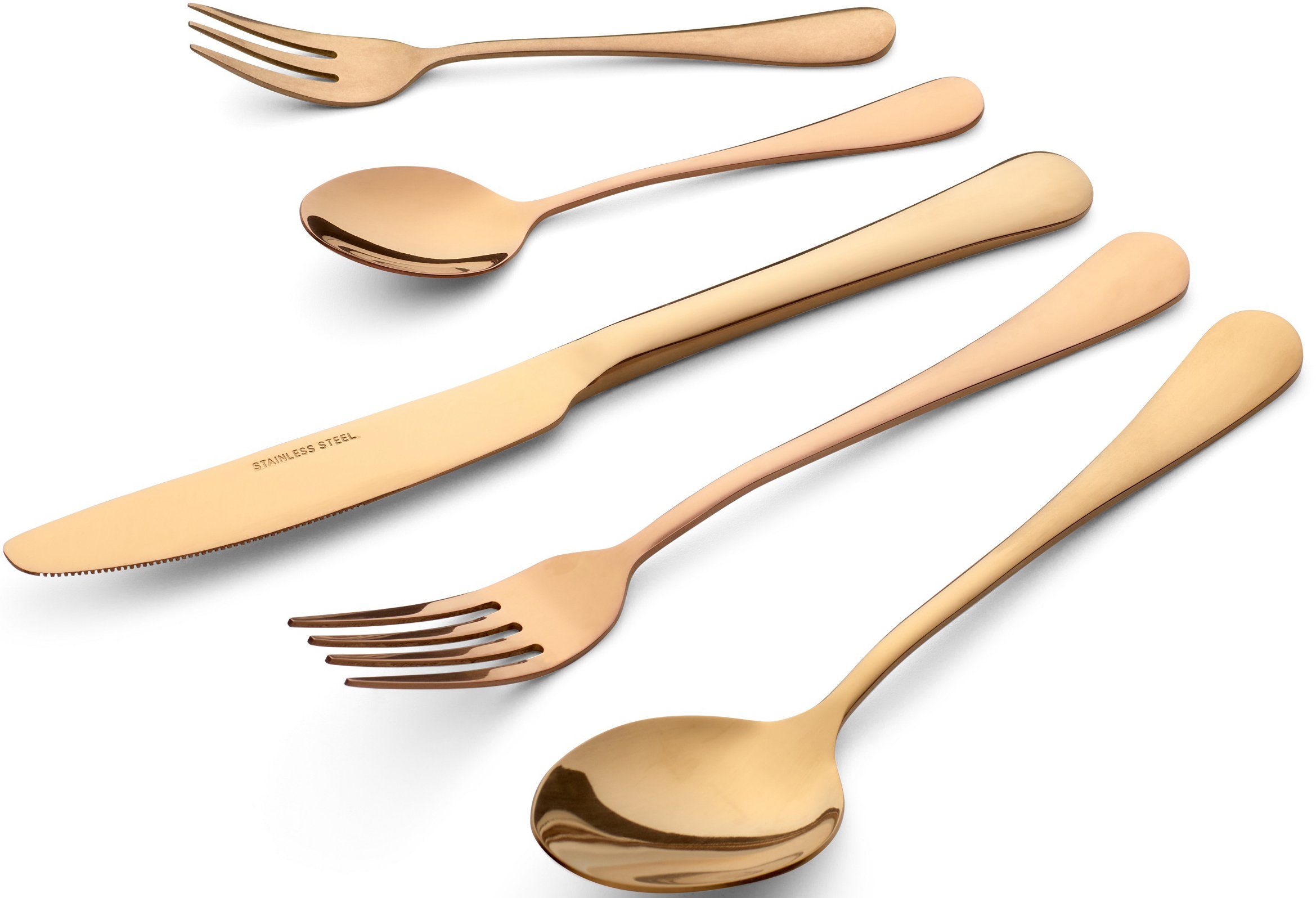 ECHTWERK Besteck-Set Sorrent (30-tlg), 6 Personen, Chromnickelstahl 18/10, Tafelbesteck, Stonewashed