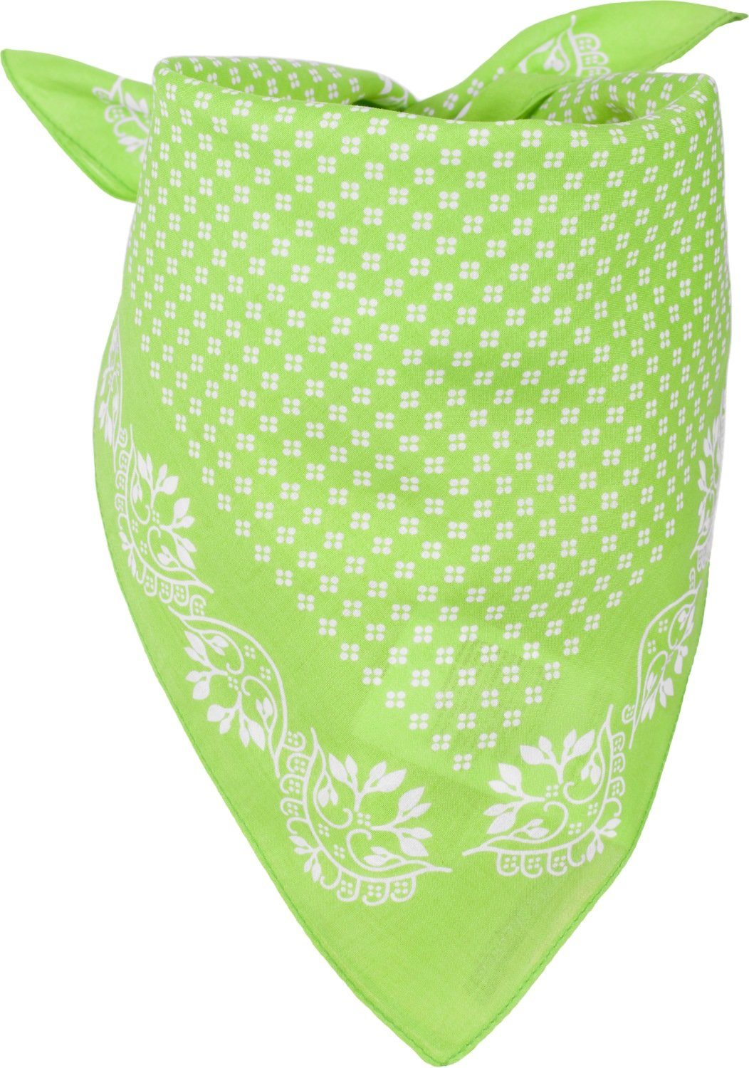 Muster Blümchen Dreieckstuch Bandana, styleBREAKER mit Limettengrün-Weiß Baumwolle (1-St),