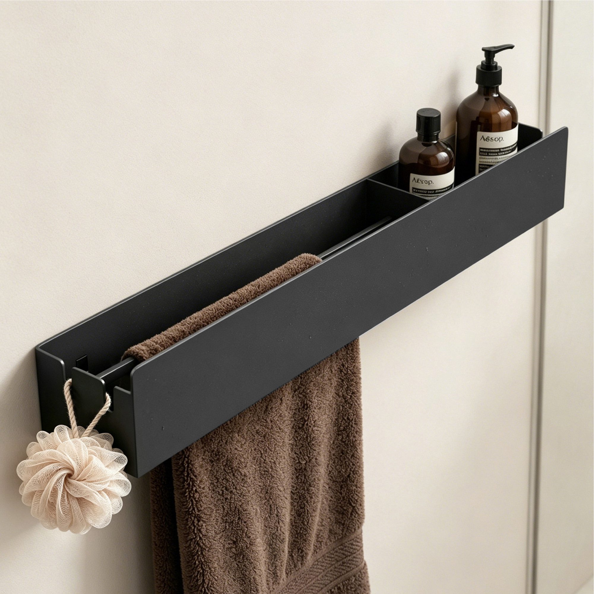 Mai & Mai Duschablage Duschregal Badezimmer Ablage aus kohlenstoffstahl Regol-18, Für Dusche, Bad und Küche, Kleben oder Bohren, Erhöhter Schutzrand