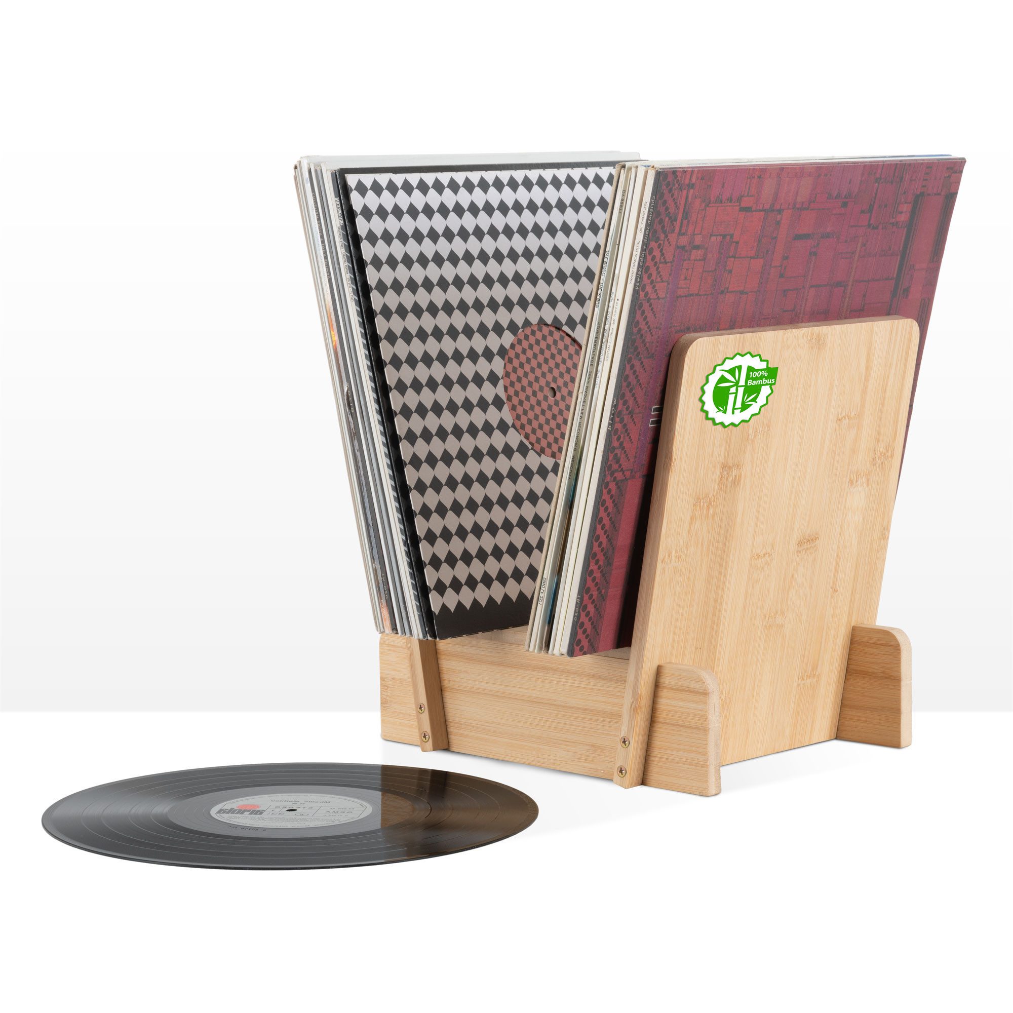 Stagecaptain Aufbewahrungsbox LPSB-40 Bambus LP-Ständer Regal für Schallplatten und mehr (inklusive Schrauben für den Zusammenbau), Platz für bis zu 40 12"-LPs