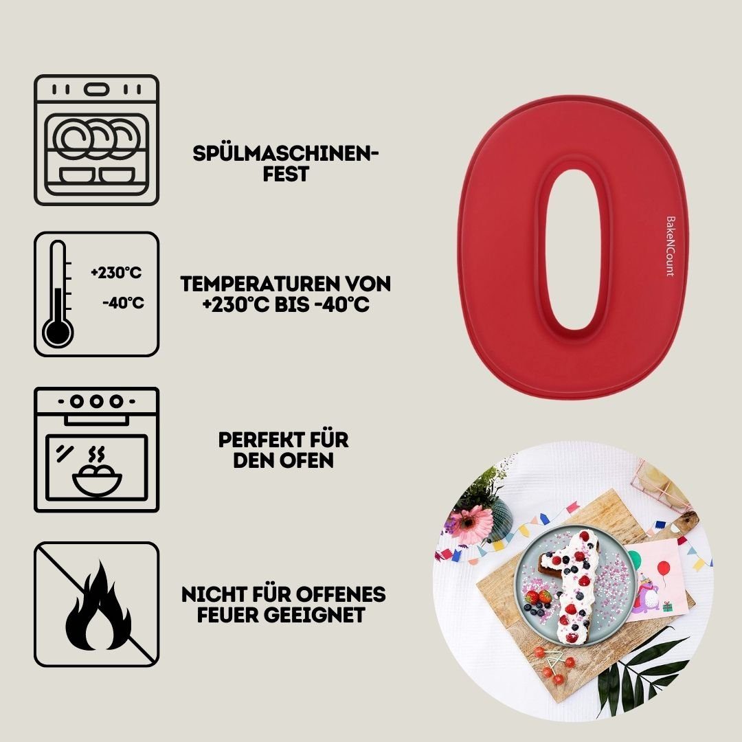 BakeNCount Backform BakeNCount Kuchen Backform-Set Zahlen 40 (4 und 0), extra Groß
