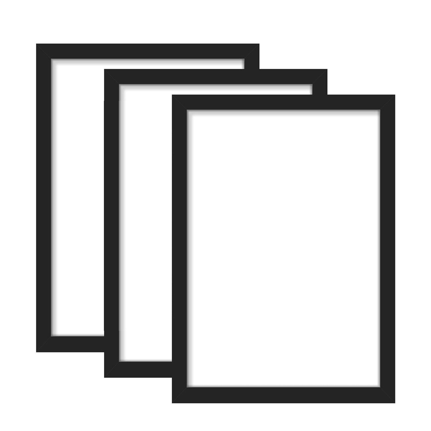 OKWISH Bilderrahmen-Set 3er Set Fotorahmen Urkundenrahmen Posterrahmen Rahmen Holzrahmen, (23 x 31,7 cm Horizontal oder Vertikal, 3 St), 3 Stück Schwarz Holz Kunstrahmen aus Massivholz mit Acrylglas, für Fotos Bilder Poster Wandbehänge oder Tischdekoration