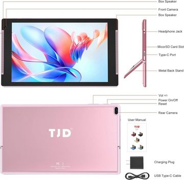 TJD Tablet (10", 64 GB, Android 12, Tablet mit Halter, 4GB RAM, FHD IPS 5G Wi-Fi 8MP+2MP Kamera Google GMS)