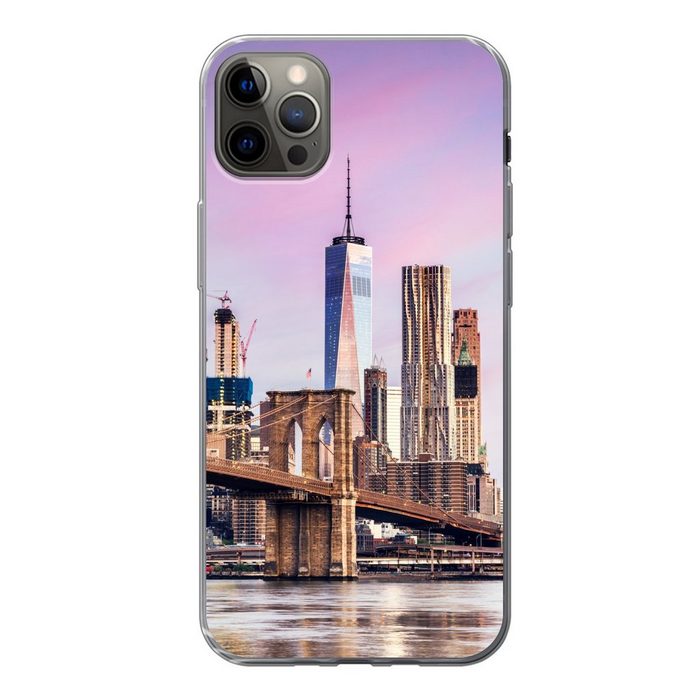 MuchoWow Handyhülle Brooklyn Bridge und die New Yorker Skyline Handyhülle Apple iPhone 13 Pro Max Smartphone-Bumper Print Handy