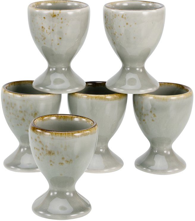 CreaTable Eierbecher Nature Collection, (Set, 6-tlg), Eierhalter aus hochwertigem Steinzeug, handwerklicher Look