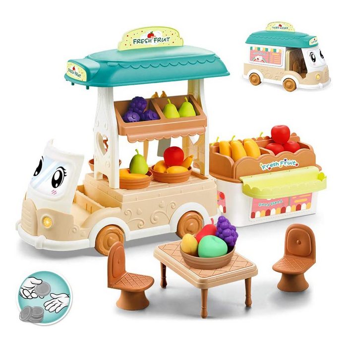 Wenta Kinder-Küchenset Obst Spielzeug Set Küche Spielzeug DIY Abnehmbar Wagen Kaufladen Spielset Rollenspiel Lernspielzeug für Jungen und Mädchen ab 3 Jahre