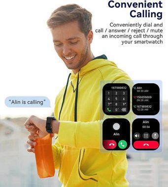 Lige Smartwatch (1,83 Zoll, Android iOS), Herren mit Telefonfunktion Fitnessuhr 100 Sportmodi Pulsmesser 250 mAh