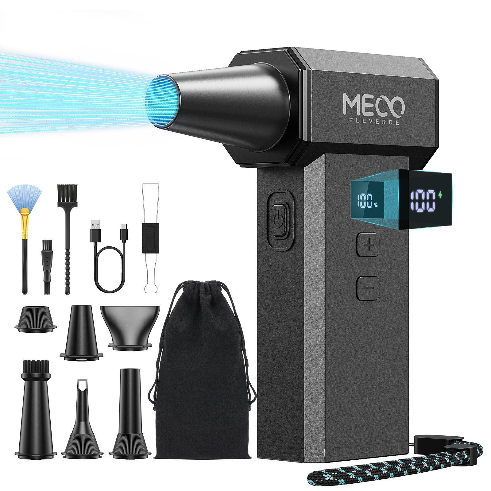 Insma Akku-Handstaubsauger 200W Elektrischer Luftstaubbläser 220000 U/Min Turbo-Lüfter, Staubgebläse Air Duster tragbar mit 4000mAh Akku, LED Display
