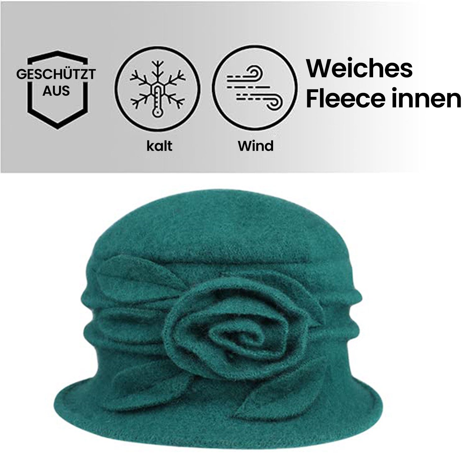 MAGICSHE Baskenmütze Mütze Wolle Beret Damen Barett Wintermütze grün