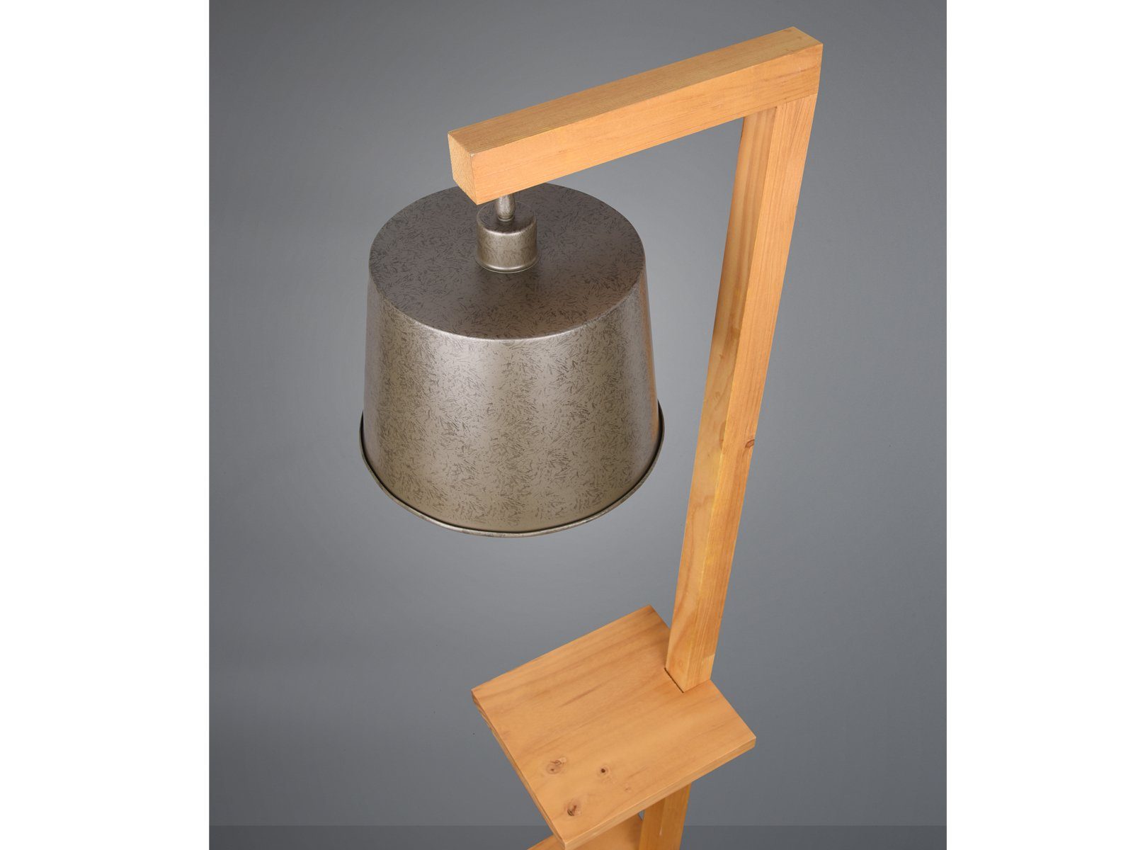 LED wechselbar, groß-e mit meineWunschleuchte Dimmfunktion, Stehlampe, Industrial 165cm Holz-lampe Vintage Warmweiß, LED Ablage-Tisch, Höhe