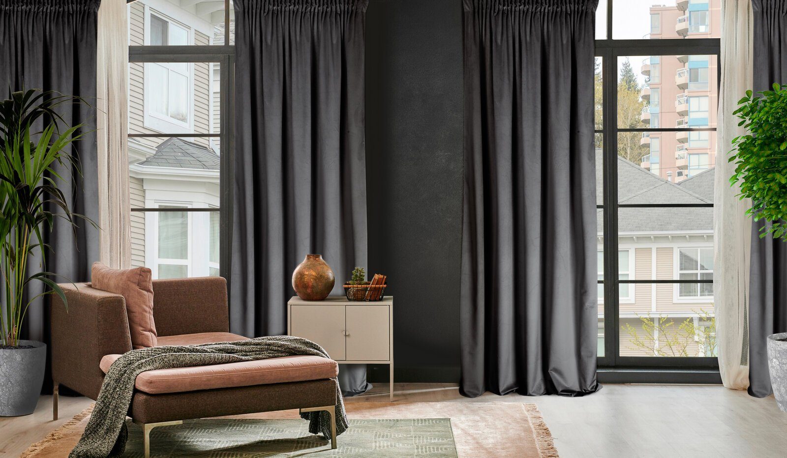 Design91 Vorhang Samtvorhänge 140x270 cm 135x300 cm (1 St), Kräuselband, blickdicht, Samt, Wohnzimmer Tunnelzug – Bild 2 von 5
