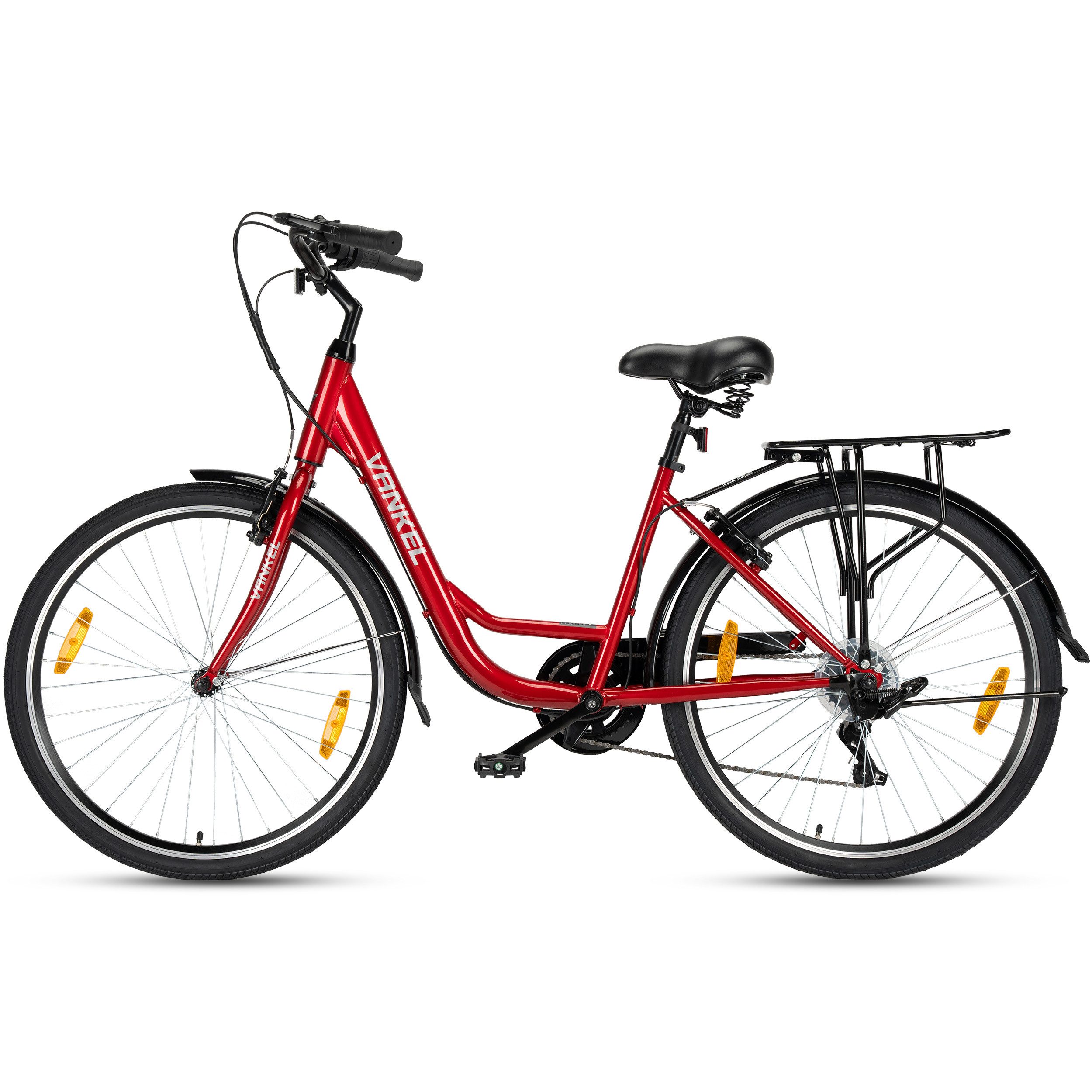 Vankel Mountainbike 26 Zoll, Fahrrad, 7-Gang, Kettenschaltung, V-Brakes, 7 Gang, Kettenschaltung, Ab 14 Jahren, Gepäckträger, Schutzbleche, Alltag, Schule