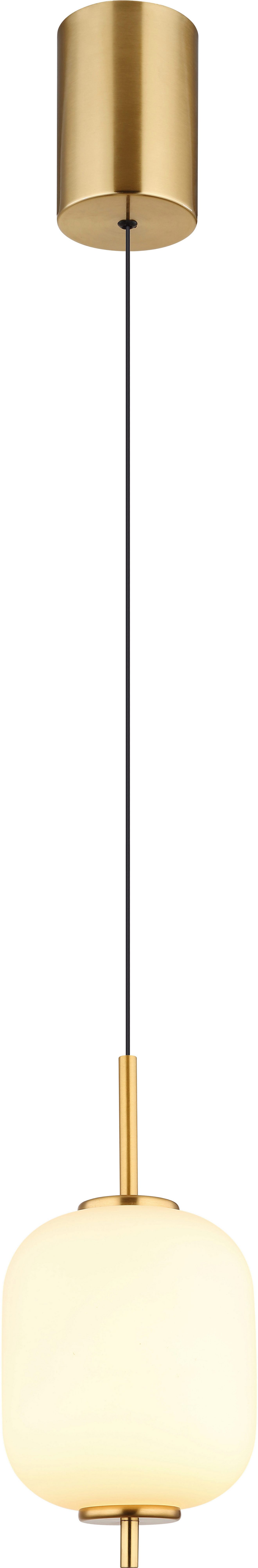 GLOBO LIGHTING LED Pendelleuchte EWALD, LED fest integriert, Warmweiß, Hängelampe/Hängeleuchte/Glas opal/höhenverstellbar/messingfarben
