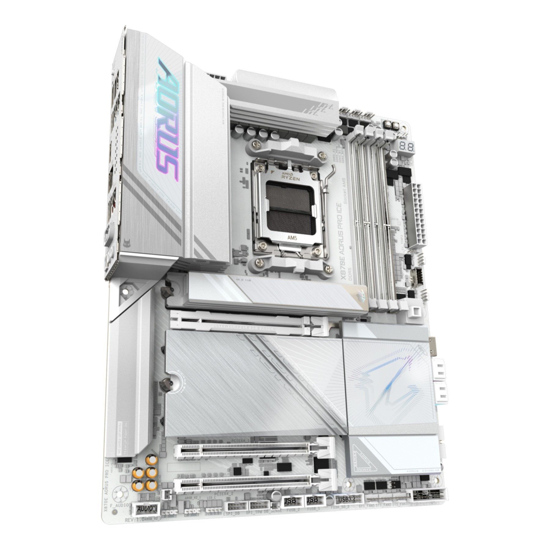 Gigabyte X870E AORUS PRO ICE Motherboard - Unterstützt AMD Ryzen 9000 CPUs, 16+ Mainboard