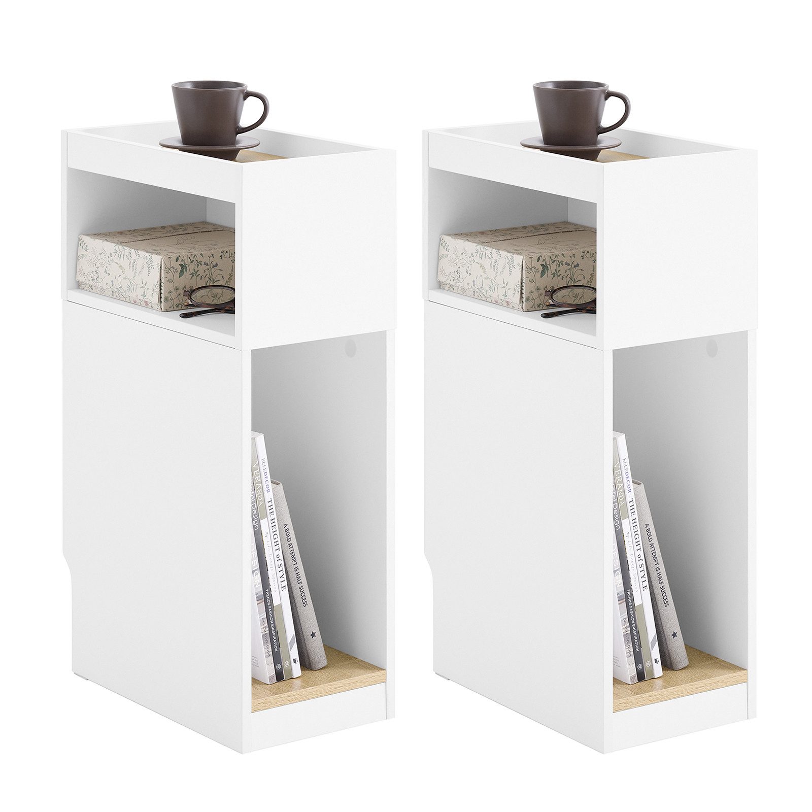 SoBuy Nachttisch FBT171, Beistelltisch klein, Nachttisch schmal, Nachtschrank Nischen, mit Schublade für Schlafzimmer Nischen, ideal für …