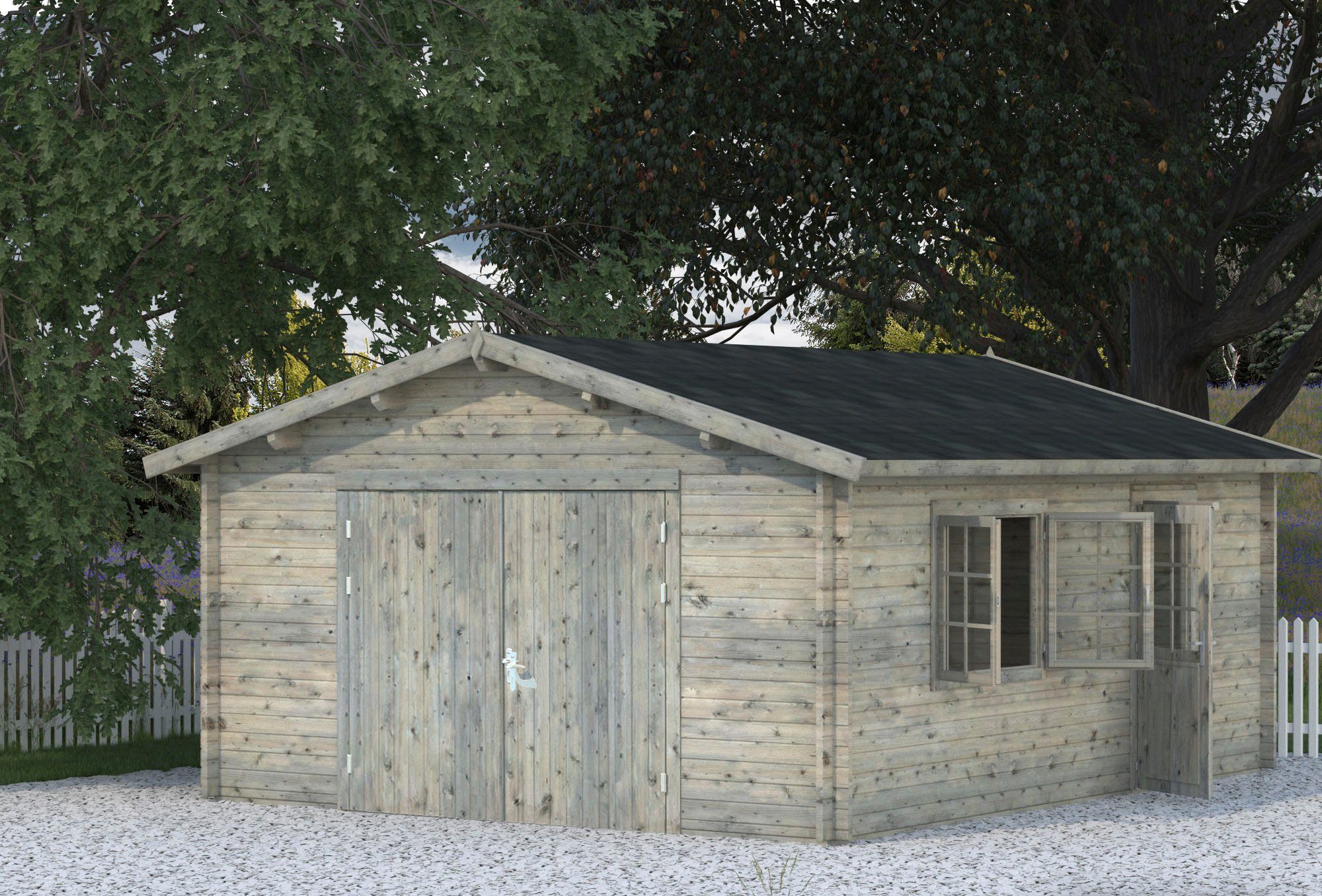 Palmako Garage Roger, BxTxH: 514x598x287 cm, mit Holztor, grau