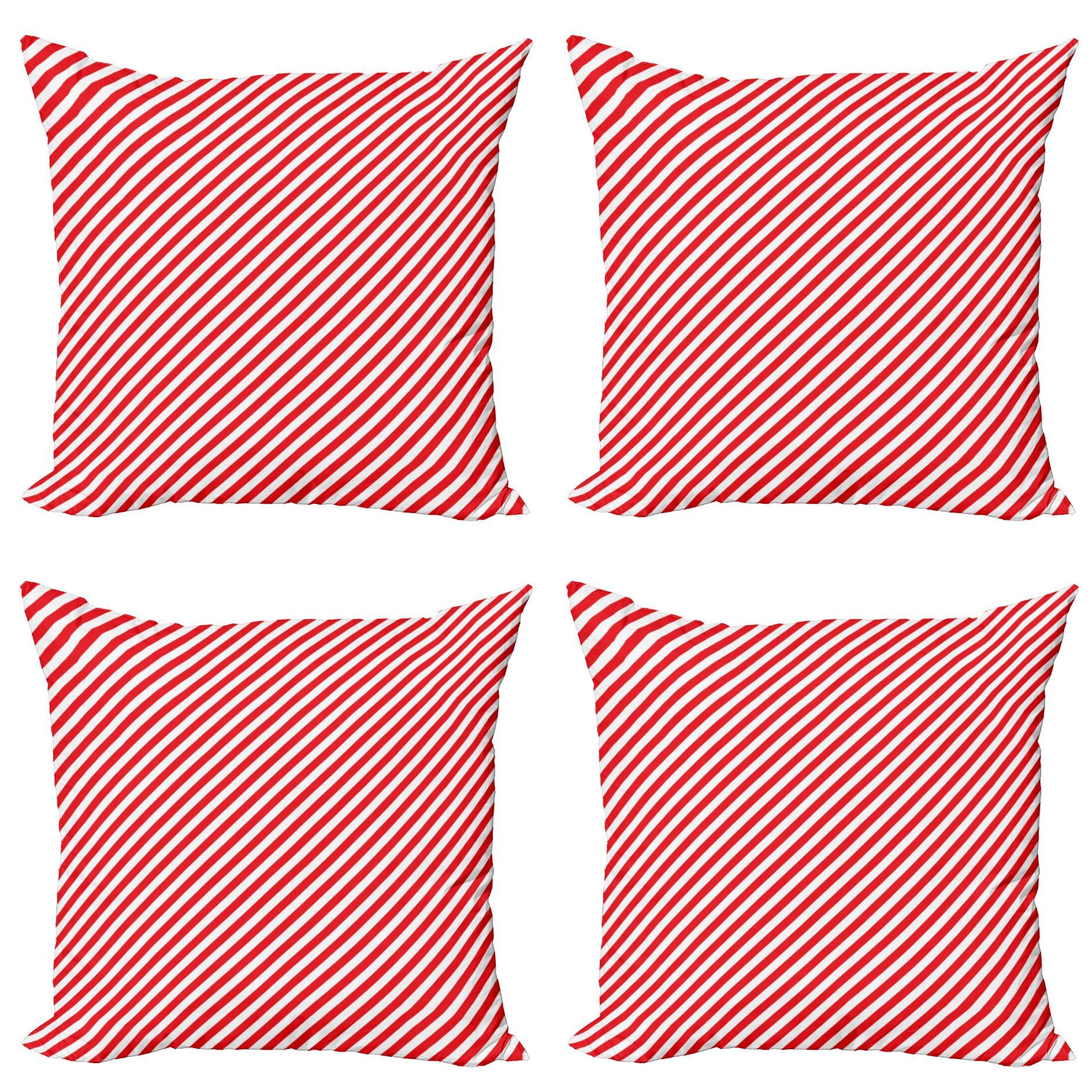 Kissenbezüge Red Zuckerstange Accent Abakuhaus (4 Modern Stück), Doppelseitiger Lines Diagonal Digitaldruck,