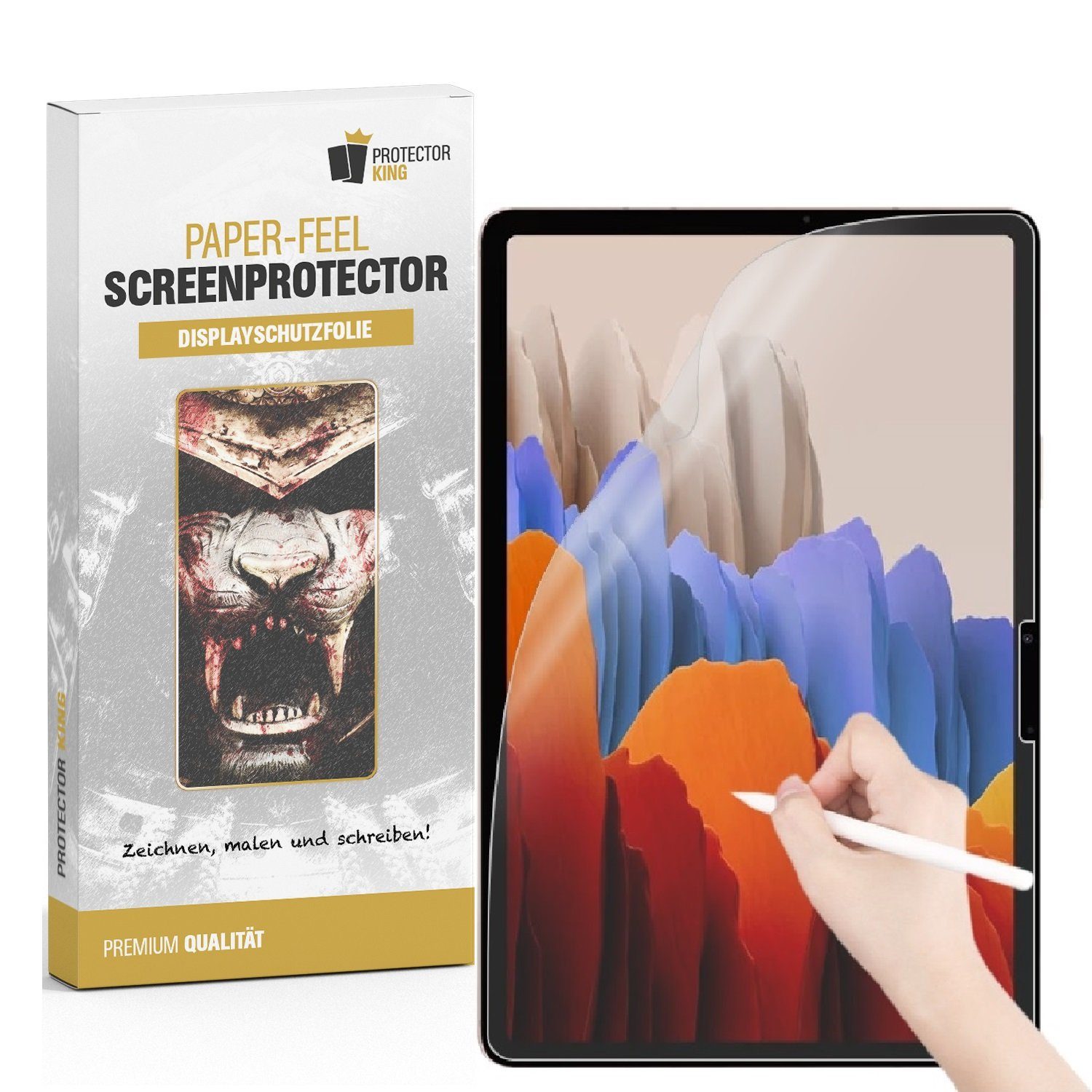 Protectorking Schutzfolie 2x Paperfeel für Samsung Galaxy Tab S8 Plus  Displayschutz Schreiben, (2-Stück), Paperfeel Panzerfolie zum schreiben  malen oder skizzieren