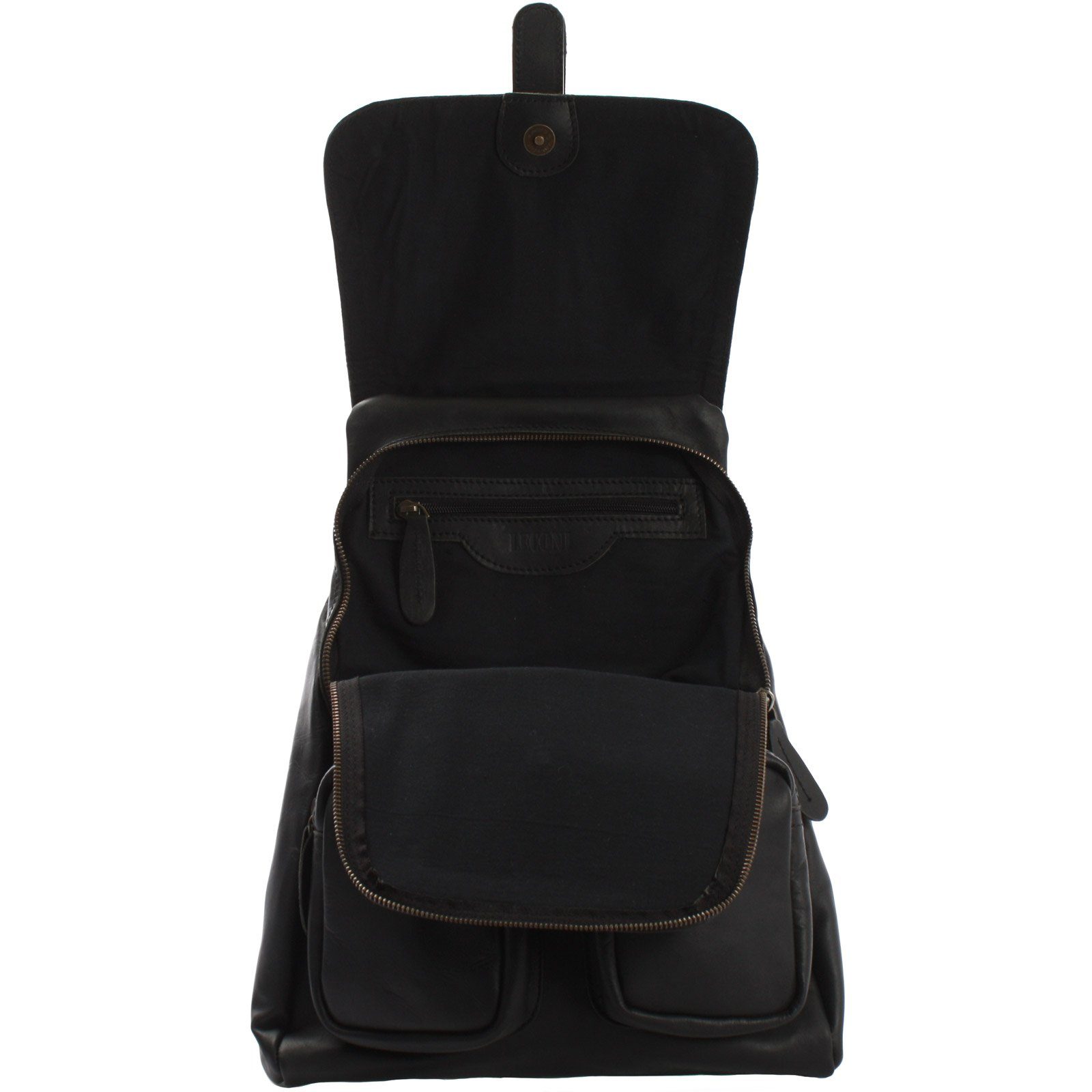 Lederrucksack Rucksack vintage Leder LECONI Freizeitrucksack LE1008 schwarz Herren Damen