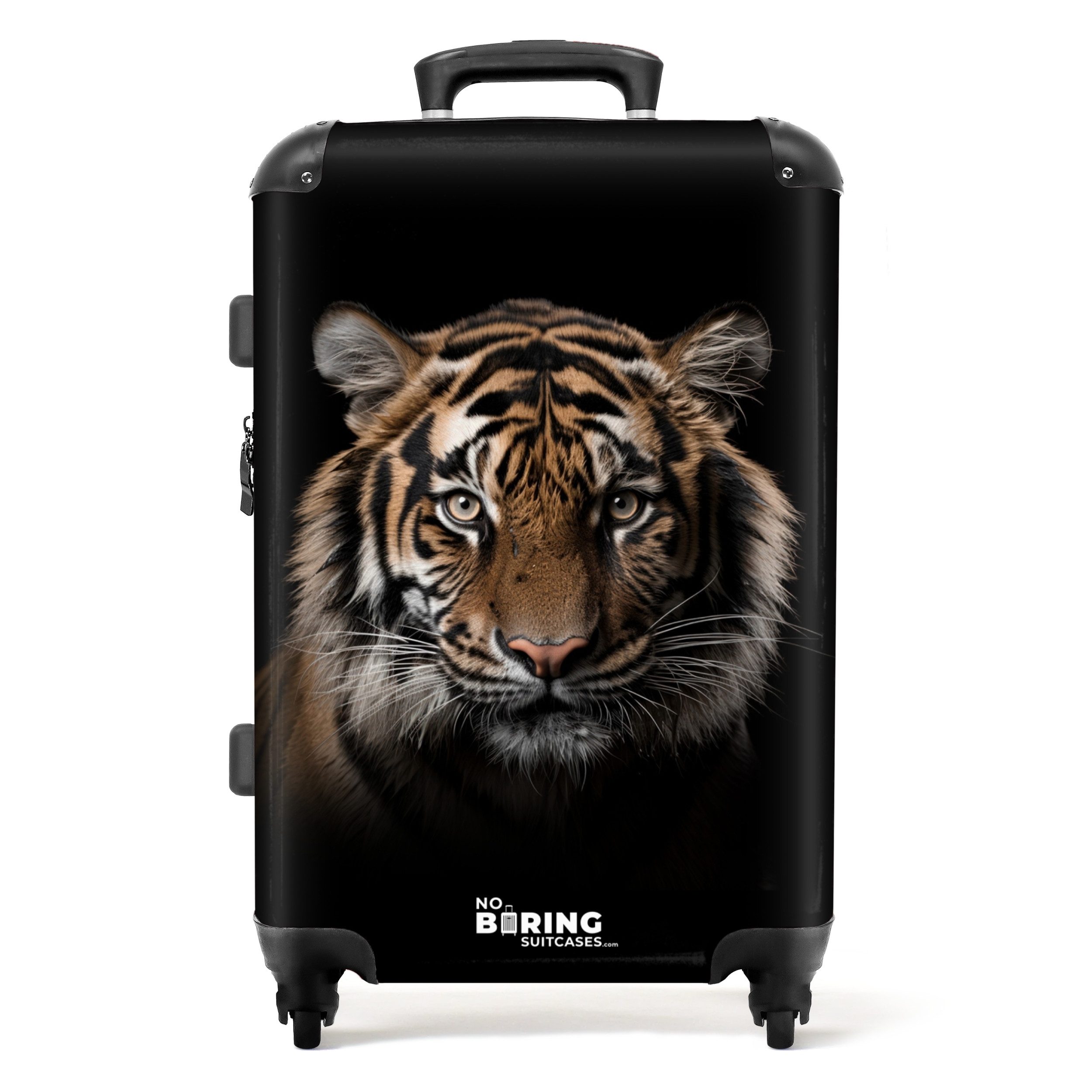Hartschalen-Trolley Tigerporträt mit schwarzem Hintergrund 67 cm - 72 L