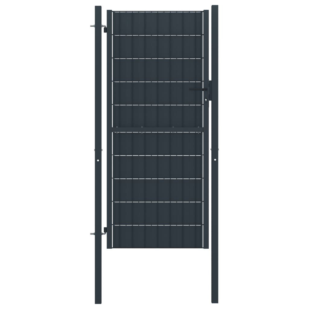 vidaXL Gartentor 100 x 204 cm Zauntor PVC und Stahl 100x204 cm Anthrazit Abschließbar S
