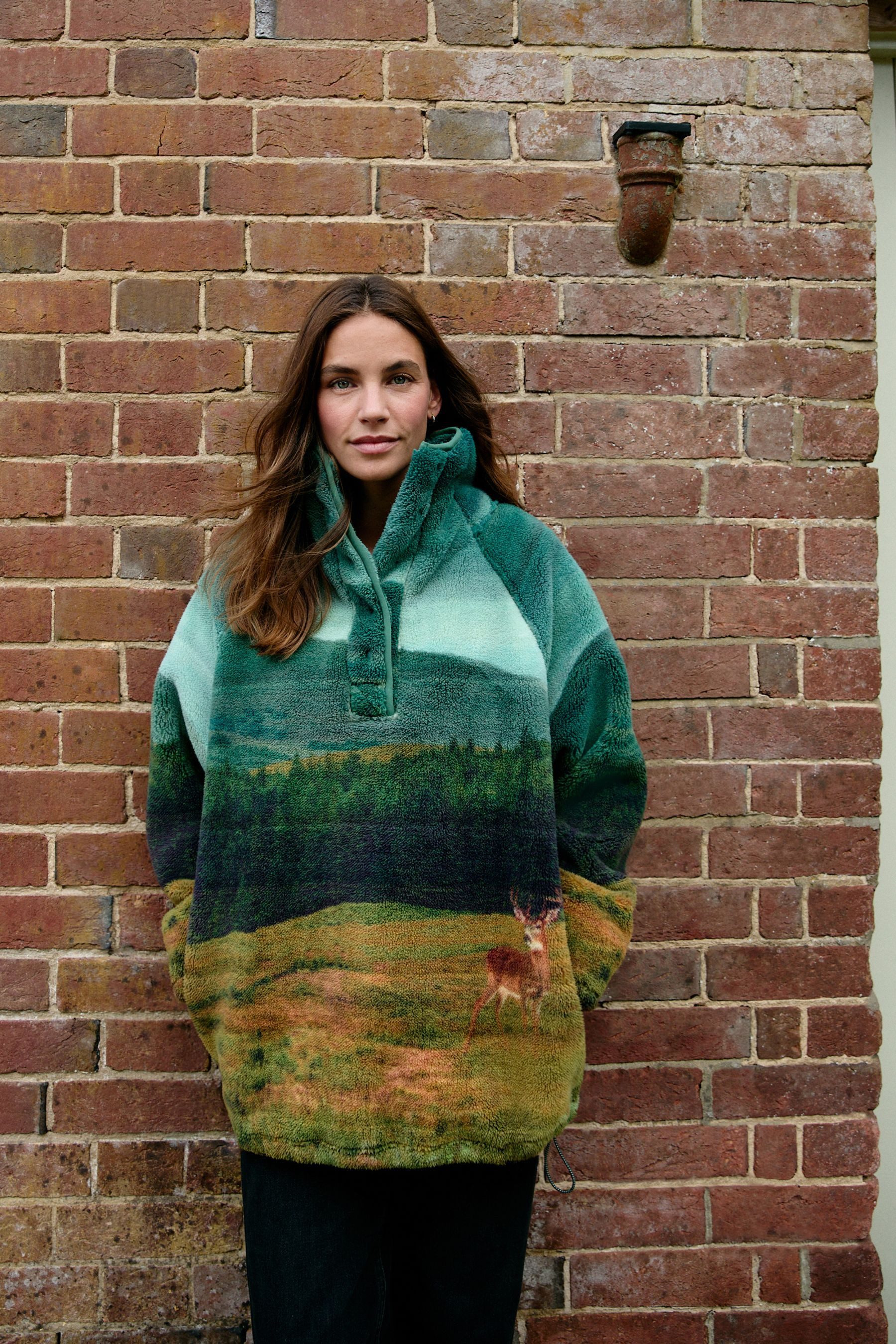 Next Fleecepullover Oberteil aus Borg-Fleece mit Print (1-tlg)