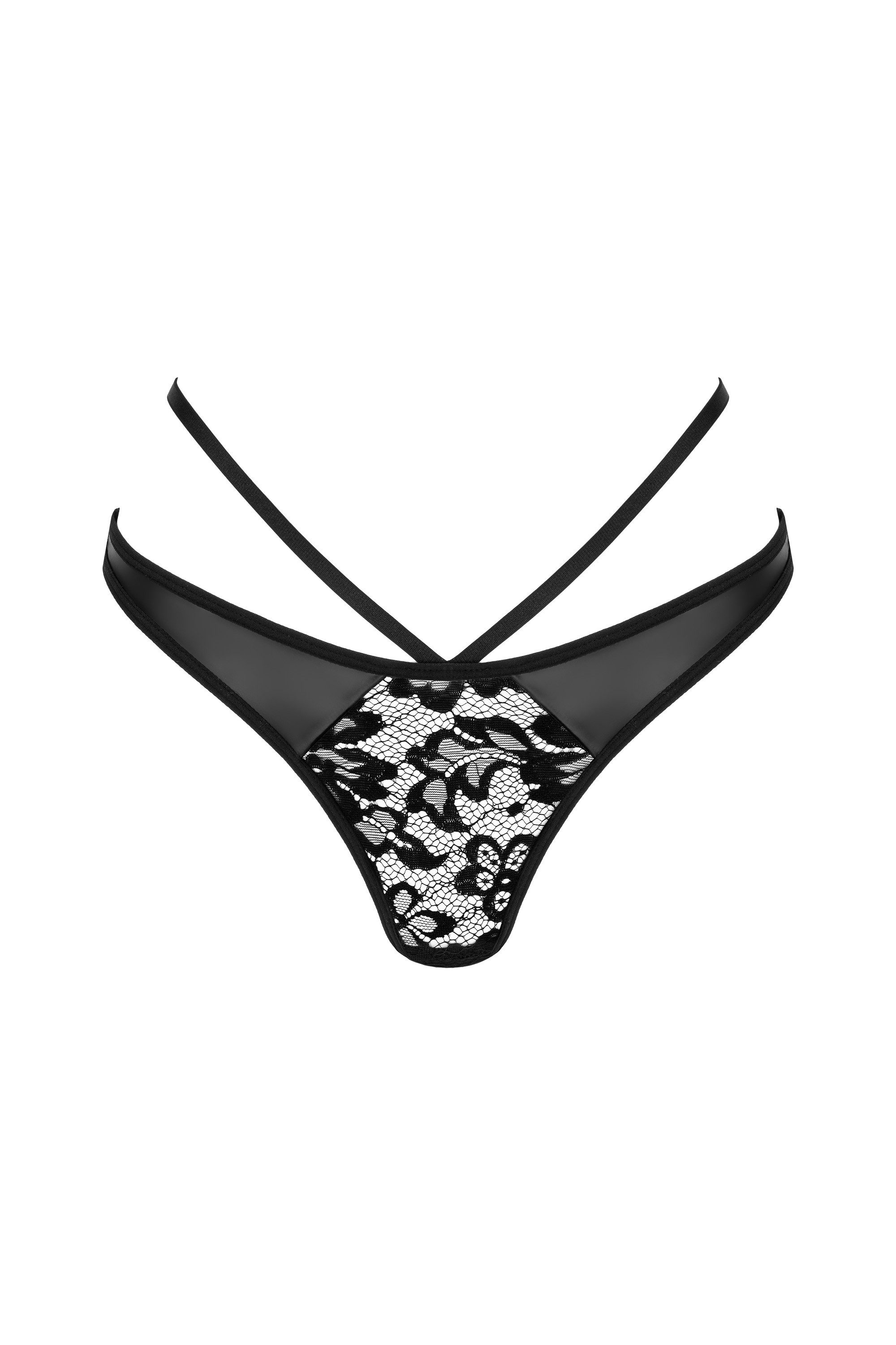 KOTEK String String Celadine schwarz Kunstleder Wetlook (einzel, 1-St)