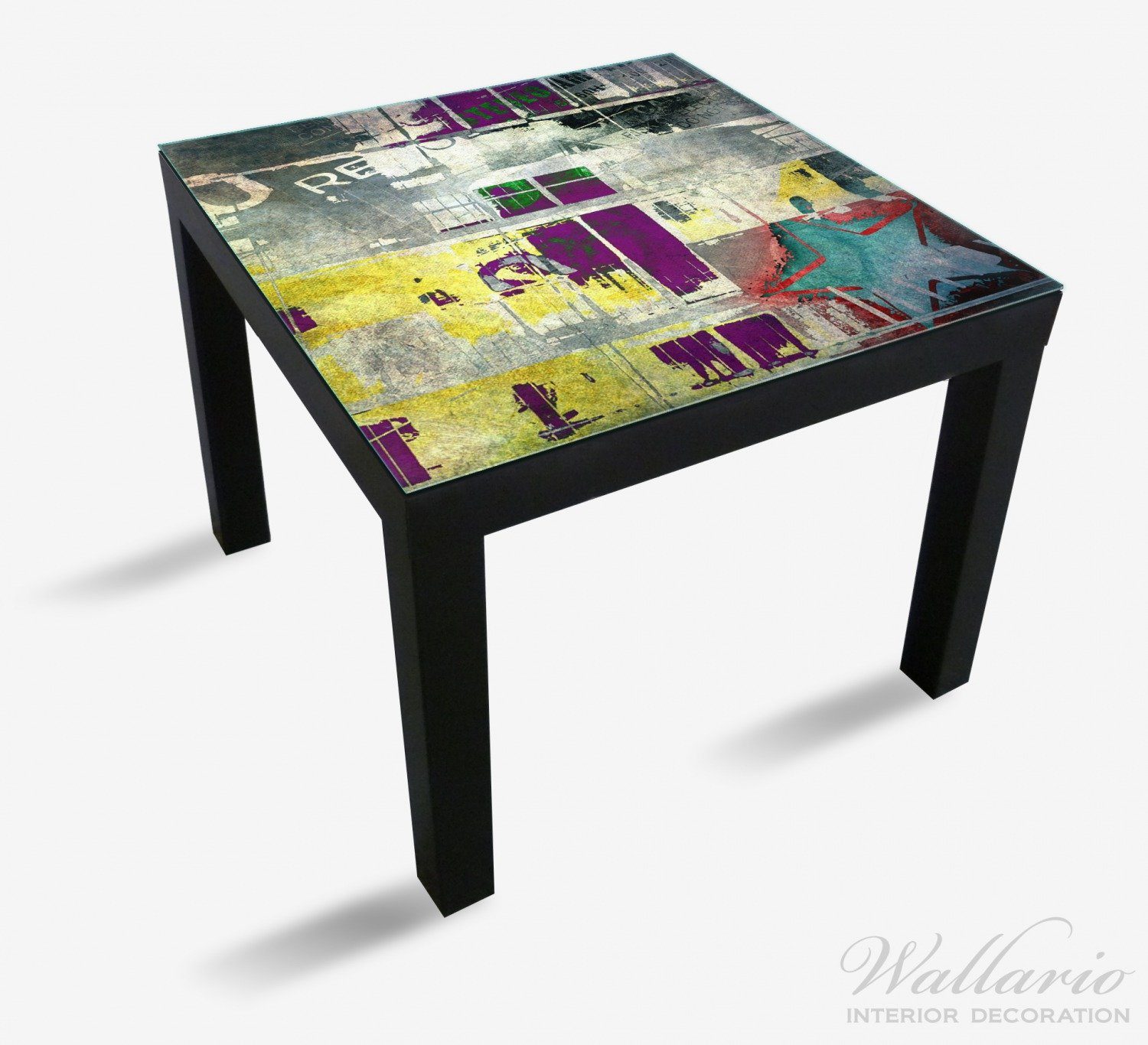 Retro-Style Wallario Ikea Tisch Tischplatte St), (1 Lack für geeignet lila-gelb