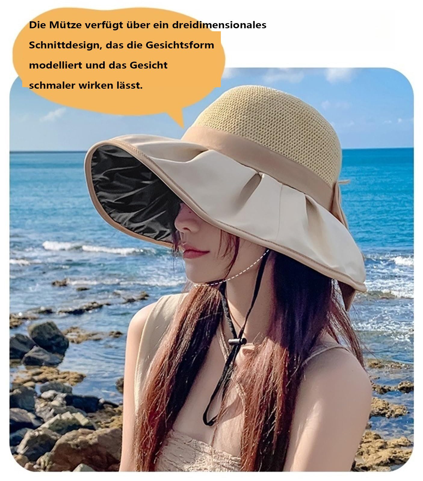 Zaewry Sonnenhut Damen Gartenhut UV Schutz Sonnenschutz Hut Sommerhut Breite Krempe Anglerhut Wanderhut,geeignet für Outdoor-Aktivitäten,den Strand,Reisen