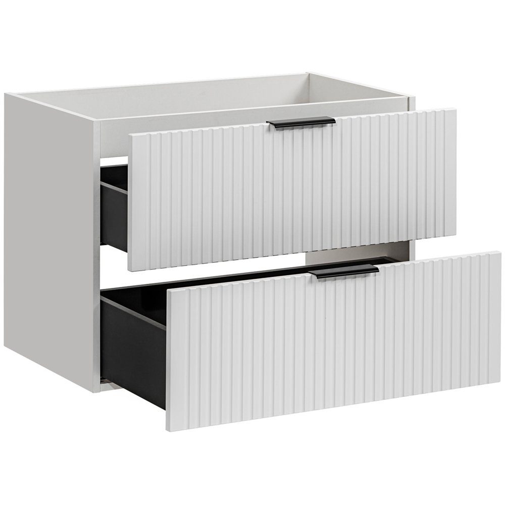 Lomadox Unterschrank ADELAIDE-56-WHITE Waschtischunterschrank 80cm matt weiß gerillt, 2 Auszüge, 80/57/46 cm