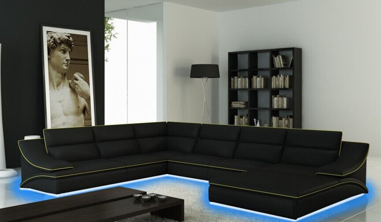 JVmoebel Ecksofa Ecksofa Eck Form Couch Ledersofa Wohnlandschaft Garnitur U mit USB