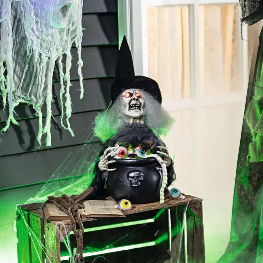 Home-trends24.de LED Dekofigur LED Hexe Scary Halloween Deko Animation Soun günstig online kaufen