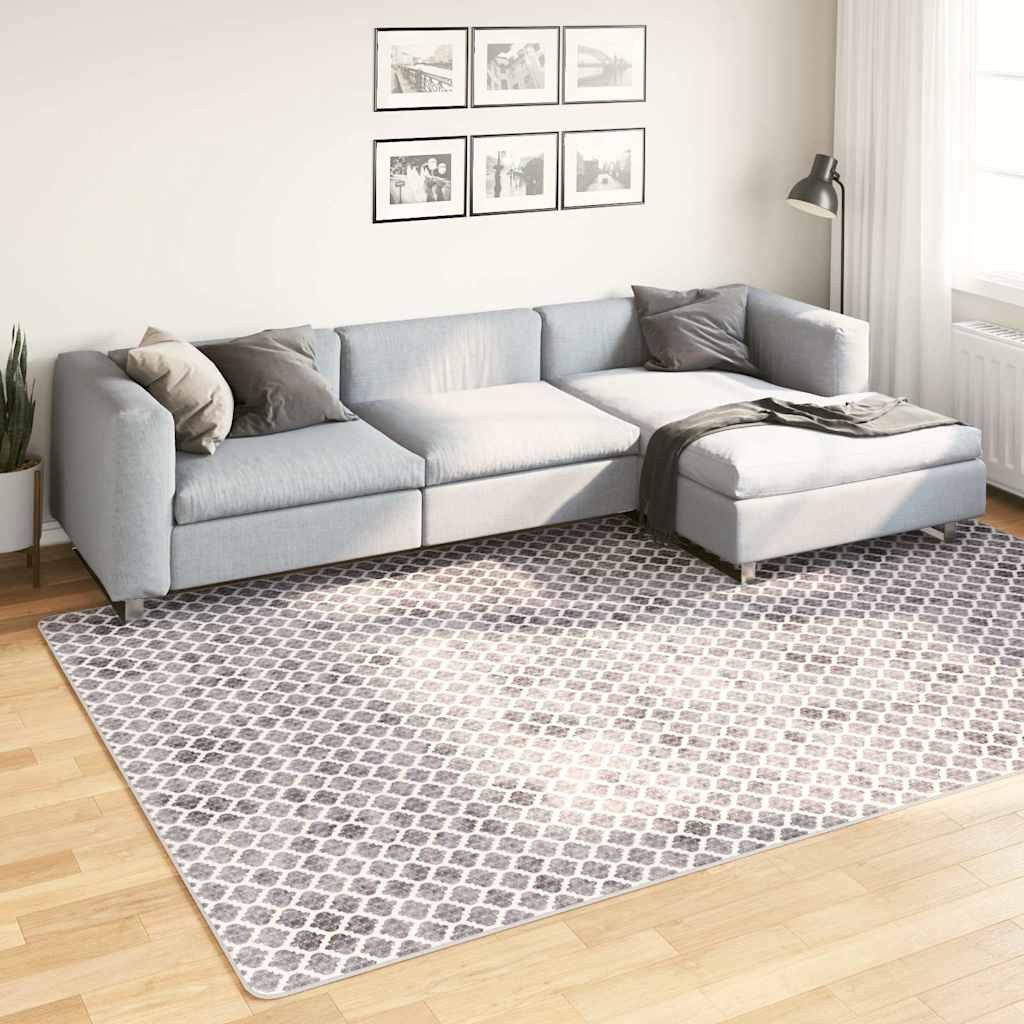 vidaXL Teppich Teppich Waschbar 190x300 cm Grau und Weiß, Rechteckig
