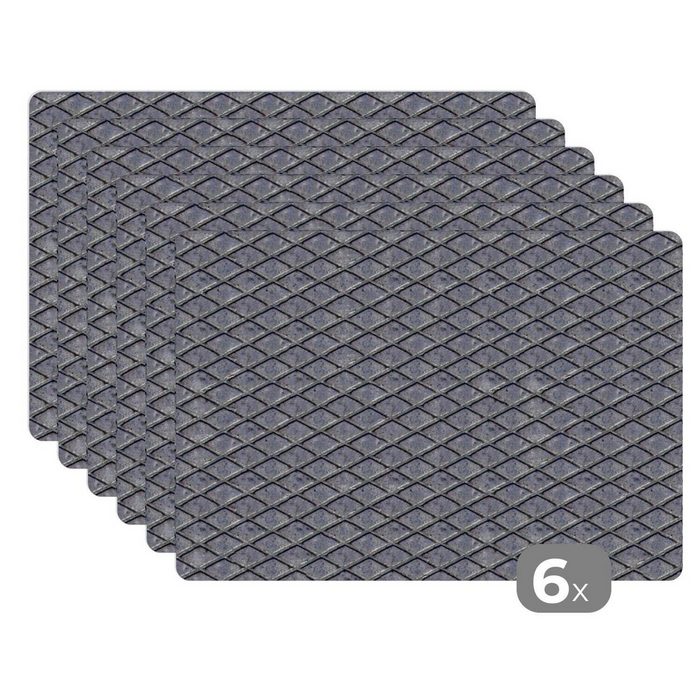 Platzset Raster - Metall - Muster MuchoWow (6-St) Platzset Platzdecken Platzmatte Tischmatten Schmutzabweisend