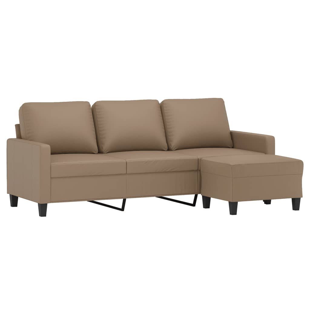 cm Sofa Hocker Kunstleder vidaXL mit 3-Sitzer-Sofa Cappuccino-Braun 180