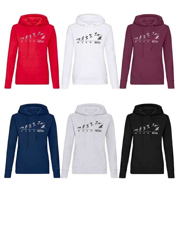 Blondie & Brownie Hoodie Freitag Damen Hoodie Kapuzenhoodie Print Wochenende Freizeit Fun (Einzelstück, Einzelartikel) Freitag Wochenend Feeling Hoodie