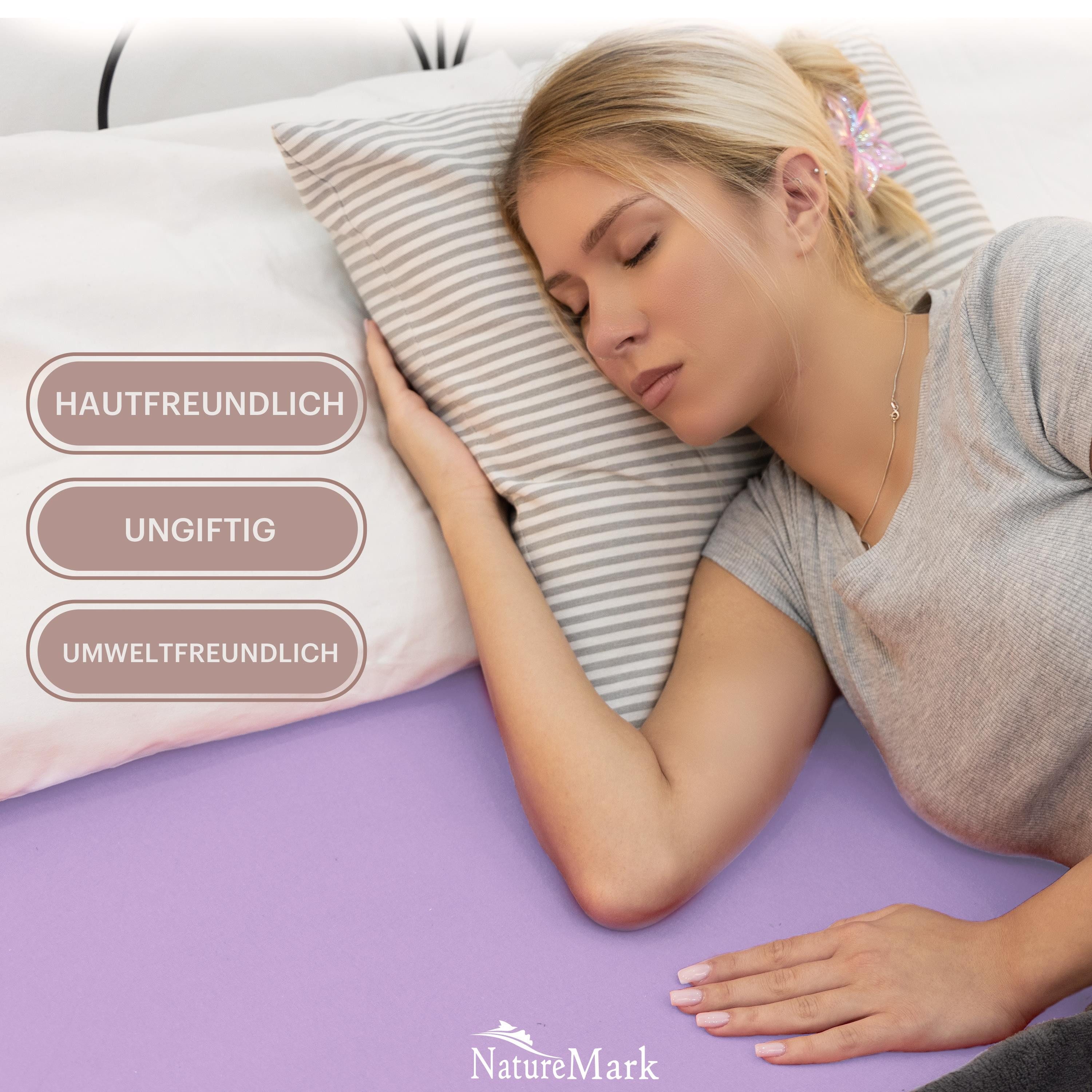 NatureMark Spannbettlaken Boxspringbett Spannbetttuch 200x220cm, Baumwolle, Gummizug: rundum, (1 Stück), 40 cm Steghöhe - 200 x 220cm Spannbetttuch, Flieder – Bild 2 von 5