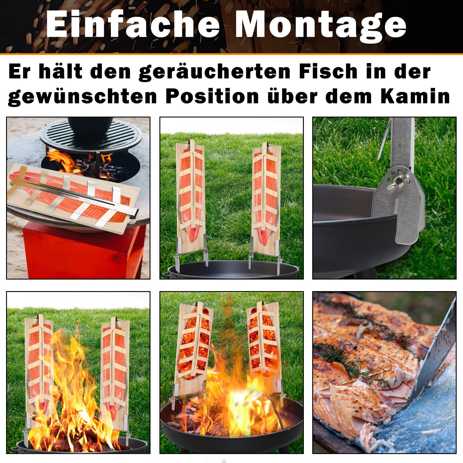 Clanmacy Räucherbrett Flammlachsbrett Zedernholz Lachsflammbretter Halterung 4er Set, Zedernholz