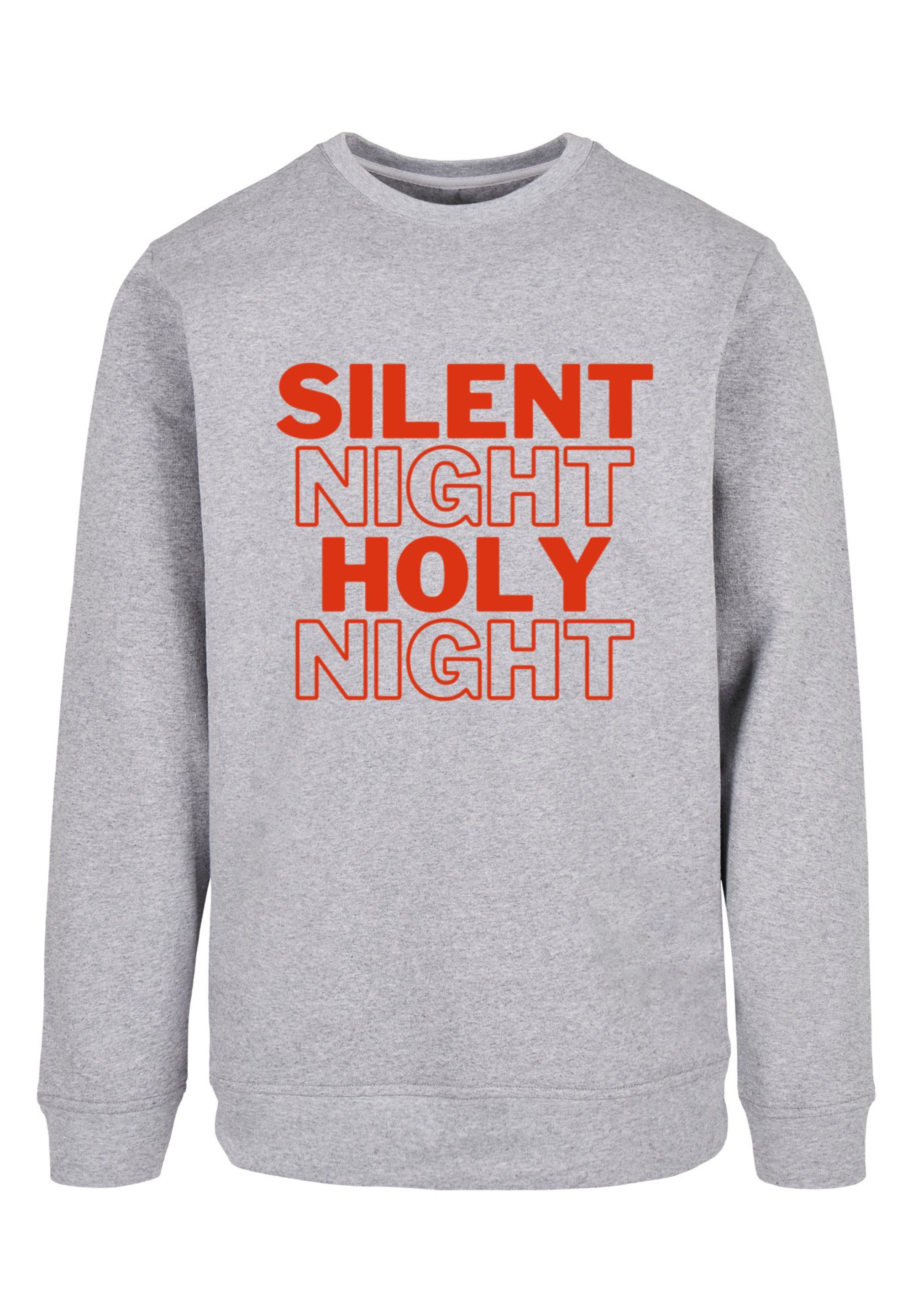 Print Silent Holy grey Hoodie F4NT4STIC Night heather Night Weihnachten