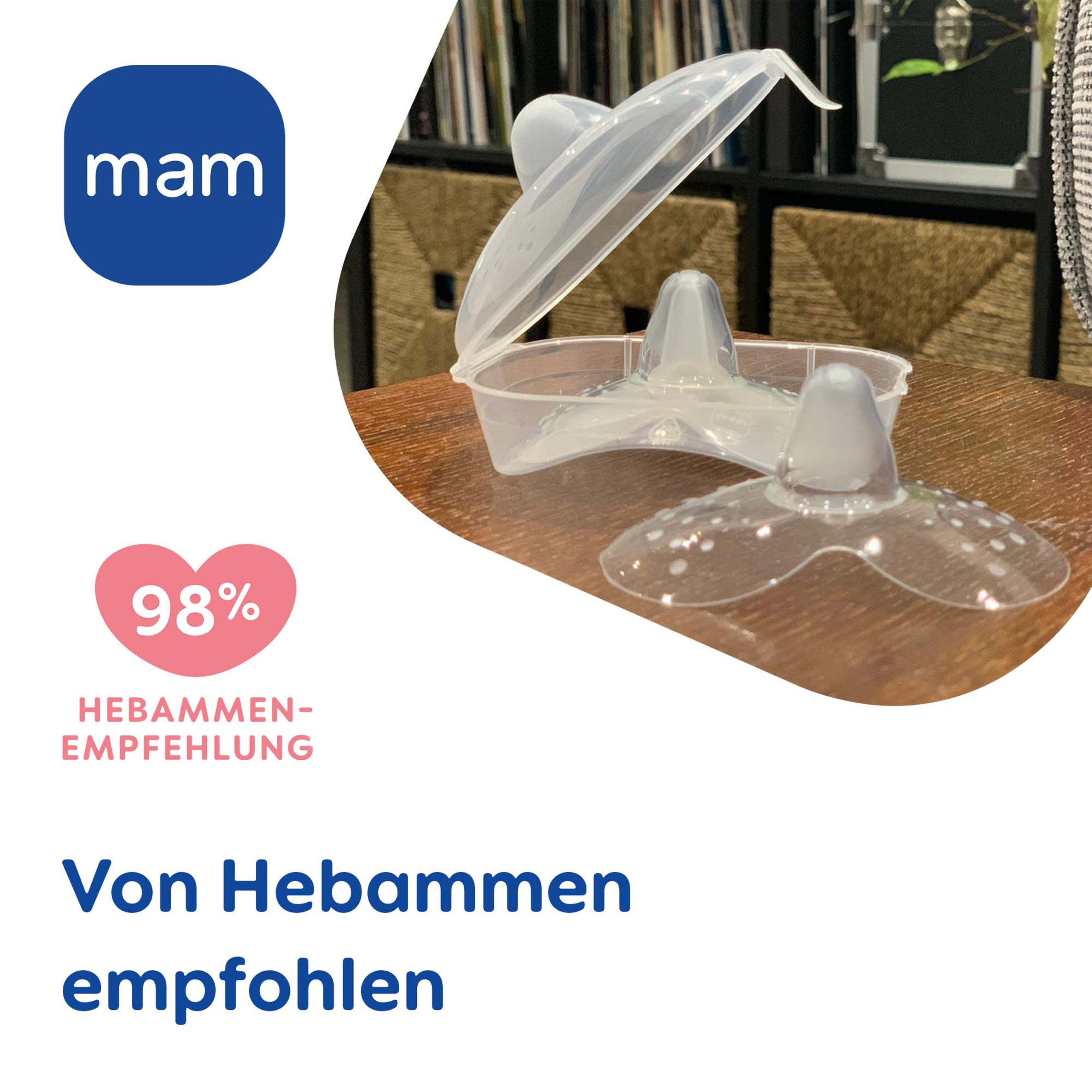 MAM BH-Stilleinlagen Stillhütchen Brusthütchen SkinSoft Silikon, S Gr., mit Aufbewahrungsbox