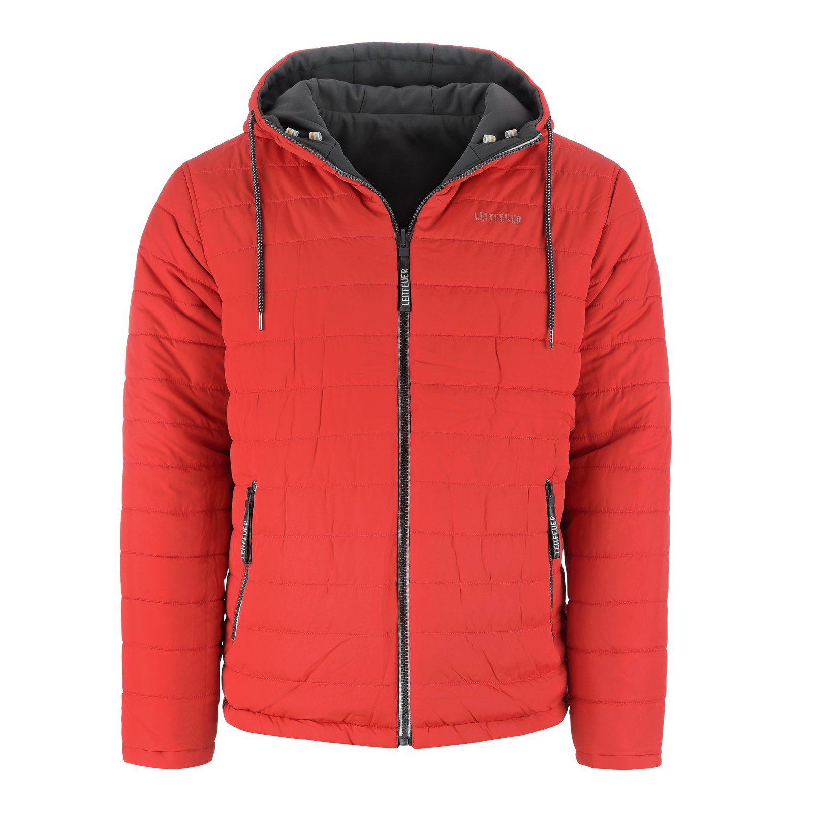 warme - Wattierung Kapuzenjacke Winterjacke Wendejacke zweifarbig Leitfeuer Jacke rot/anthrazit Herren