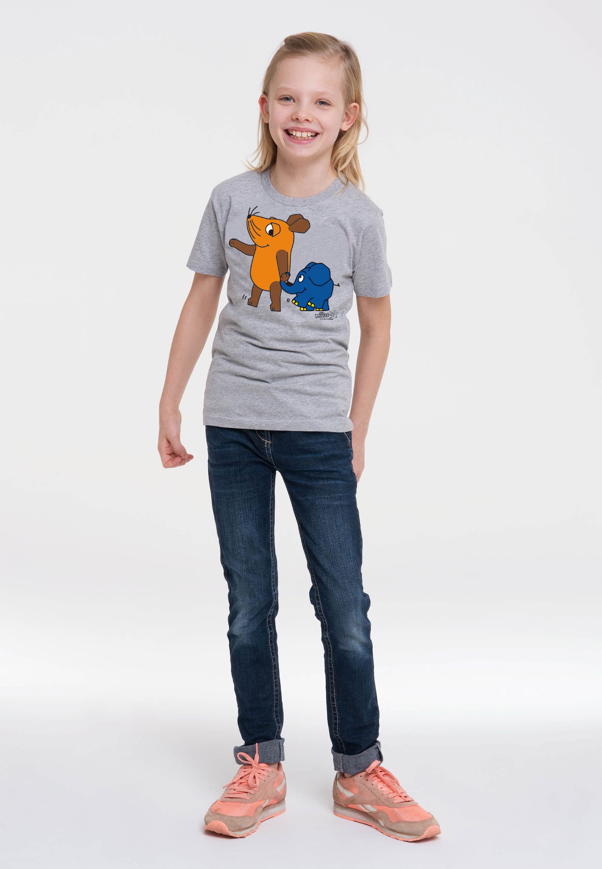 LOGOSHIRT T-Shirt Sendung mit der Maus - Maus & Elefant mit coolem Print