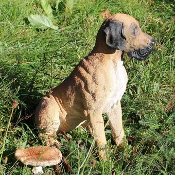 colourliving Gartenfigur Hunde Figur Deutsche Dogge Charly Dekofigur Hund, (detailgetreue Darstellung, liebevoll verarbeitet), lebensecht wirkende Darstellung, handbemalt, 36 cm lang