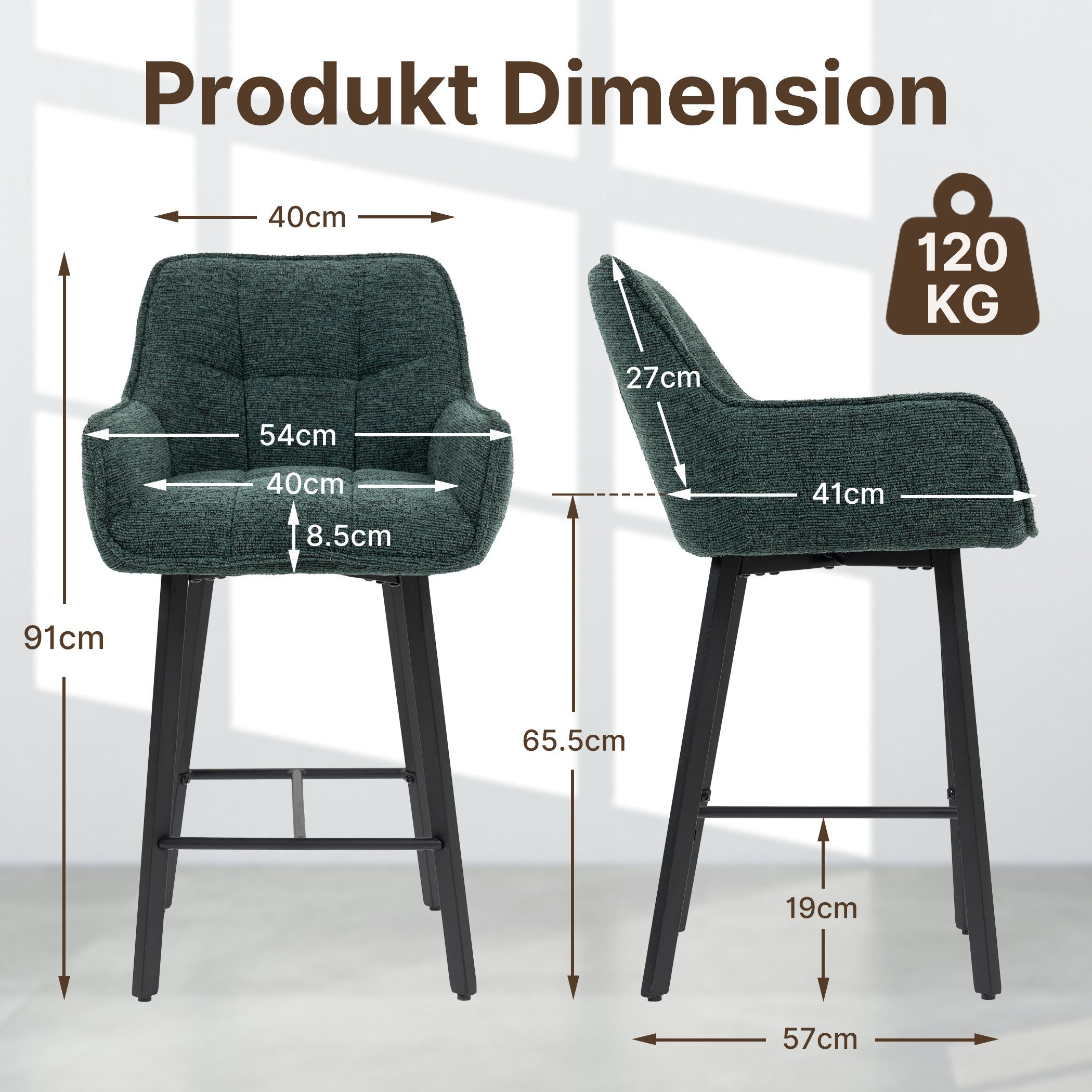 BRTHORY Barhocker 2er Set, höhenverstellbare Küchenhocker mit Rückenlehne ( günstig online kaufen