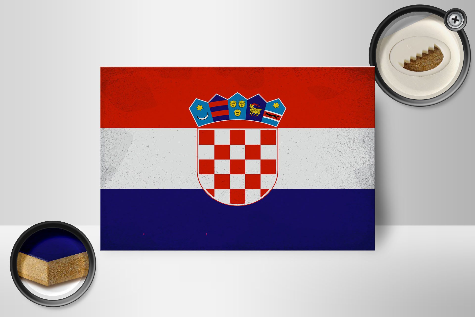 Femer GmbH Holzbild Flagge Kroatien 18x12cm Flag of Croatia Vintage, Flaggen (1 St), Glatte Holzfaserplatte (MDF), vorn beschichtet