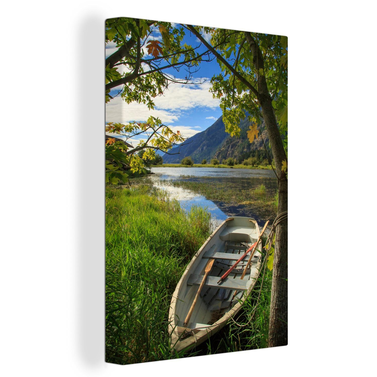 OneMillionCanvasses® Leinwandbild Ein Boot auf dem Wasser im North Cascades National Park, (1 St), Leinwandbild fertig bespannt inkl. Zackenaufhänger, Gemälde, 20x30 cm